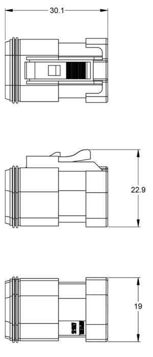 Kabeldose 3pol, Endkappe, red. Dichtung