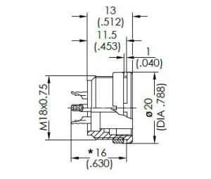 Female Receptacle; Front Mount; 4 Pin; Solder; Silver; IP40