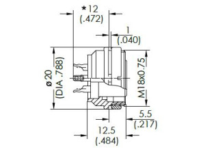 Female Receptacle; Rear Mount; 5 Pin; Solder; Silver; IP40