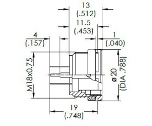 Gerätedose; Frontmontage; 6 Pol; Tauchlöten 19mm; Silber; IP40