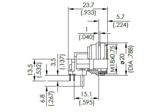 Female Receptacle; Rear Mount; 8 Pin; Dip Solder 90°; Silver; IP40