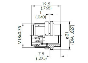 Female Receptacle; Front Mount; 6 Pin; Solder; Silver; IP40