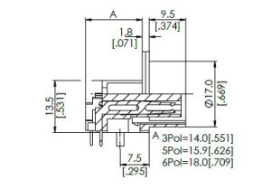 Female Receptacle; 6 Pin; Dip Solder 90°; Silver; IP40