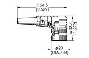 Female Angled Plug; 3 Pin; Solder; Silver; 4-6mm; IP40
