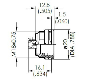 Female Receptacle; Front Mount; 4 Pin; Solder; Silver; IP69K