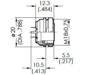 Gerätedose; Rückmontage; 4 Pol; Tauchlöten 10,5mm; Silber; IP69K