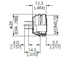 Female Receptacle; Rear Mount; 6 Pin; Dip Solder 14,5mm; Silver; IP69K