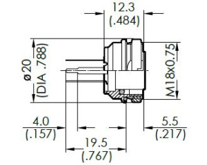 Gerätedose; Rückmontage; 6 Pol; Tauchlöten 19,5mm; Silber; IP69K