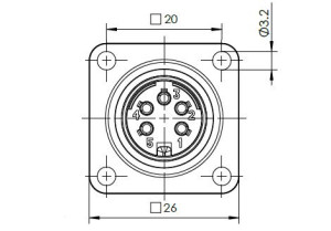 Female Receptacle; Flange; 8 Pin; Solder; Silver; IP69K