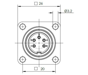 Male Receptacle; Flange; 5s Pin; Solder; Silver; IP69K