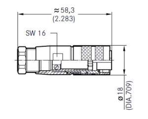 Kabeldose; Schirmklemme; 4 Pol; Löten; Silber; 6-8mm; IP69K