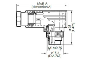 Winkeldose; Schirmklemme; 8 Pol; Crimpen; 6-8mm; IP69K