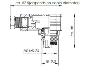 Female Angled Plug; Shield Clamp; 8 Pin; Solder; Silver; 4-6mm; IP69K