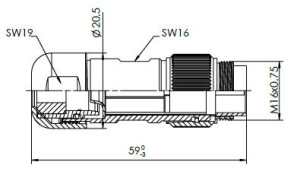 Male Plug; Shield Clamp; 3 Pin; Solder; Silver; 4-6mm; IP69K