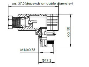 Male Angled Plug; Shield Clamp; 8 Pin; Solder; Silver; 4-6mm; IP69K