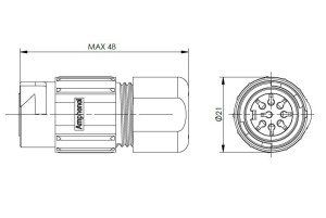 Female Plug; 7 Pin; Solder; Gold; 6-8mm; IP67