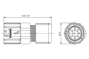 Kabelstecker; 7 Pol; Löten; Gold; 8-10,5mm; IP69K