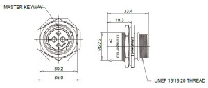 Female Receptacle; Size 14; Rear Mount; 12 Pin; IP69K