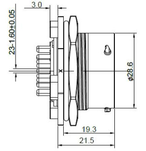 Gerätedose; Größe 18; mit Boardlock; 32 Pol; Tauchlöten; Gold; IP69K