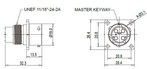 Male Receptacle; Size 12; Flange; 10 Pin; IP69K