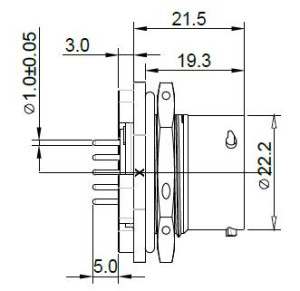 Male Receptacle; Size 14; With Boardlock; 19 Pin; Dip Solder; Gold; IP69K