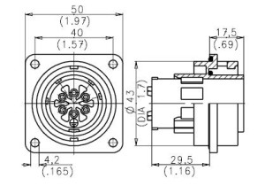 Female Receptacle; Size 2; Flange; 10+PE+4; Crimp; IP65