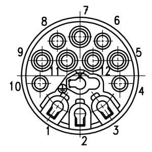 Male Receptacle; Size 2; Flange; 3+PE+9; Crimp; IP65