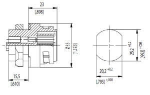 Male Receptacle; Size 1; Front Mount; 2+PE; Crimp; IP67