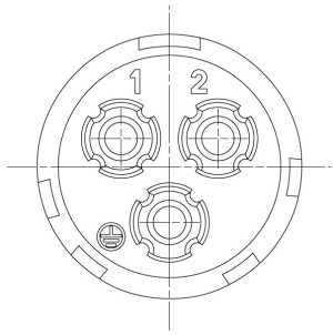 Male Receptacle; Size 1; Front Mount; 2+PE; Crimp; IP67
