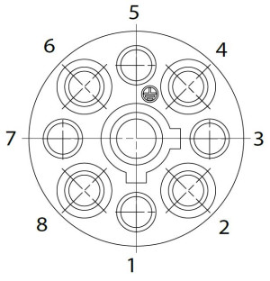 Male Receptacle; Size 1; Flange; 8+PE; Crimp; IP65