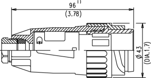 Kabelstecker; Zugentlastung; Größe 2; 10+PE+4; Crimpen; 14-16mm; IP65
