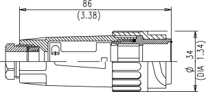 Kabelstecker; Zugentlastung; Größe 1; 17+PE; Crimpen; 10-12mm; IP65
