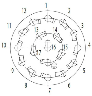 Male Angled Plug; Size 1; 17+PE; Crimp; 10-12mm; IP65
