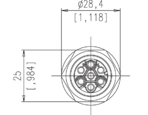 Male Receptacle; Flange; 3+PE (HV); Crimp; IP67