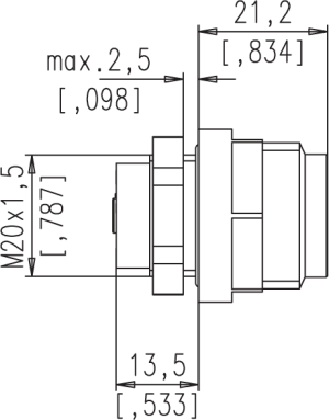 Male Receptacle; Flange; 6+PE (HV); Crimp; IP67