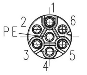Male Receptacle; Flange; 6+PE (HV); Crimp; IP67