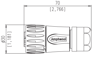 Female cable connector 3+PE; straight; crimp; screw locking; IP67