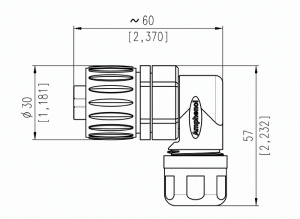 Female cable connector 6+PE; crimp; angled; screw locking; IP67