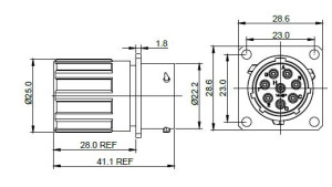 Male Receptacle; Endcap; Size 14; Flange; 12 Pin; IP67