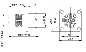 Male Receptacle; Size 10; Flange; 6 Pin; IP67