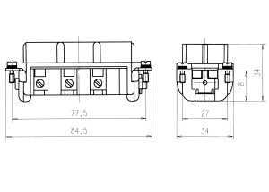 C146E; Buchseneinsatz 6-polig; Schraubanschluss