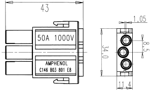 C146M; Female Module 3 Pole; Crimp