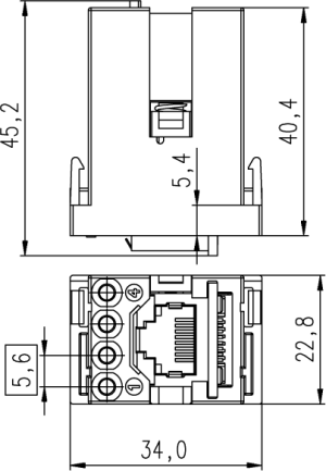 C146M; Female Module 4 Pole; Crimp