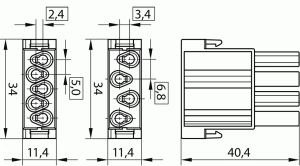 C146M; Female Module 5 Pole; Crimp
