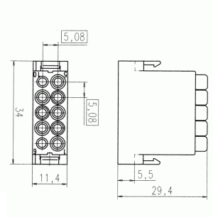 C146M; Stiftmodul 10-polig; Crimp