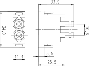 C146M; Stiftmodul 2-polig; Crimp