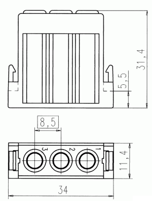 C146M; Stiftmodul 3-polig; Crimp