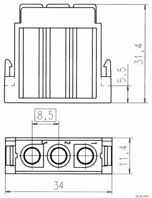 C146M; Stiftmodul 3-polig; Crimp