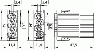 C146M; Male Module 4 Pole; Crimp