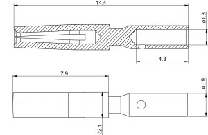 Buchsenkontakt; 1mm; 0,37-0,75mm²; vergoldet; 500 im Beutel